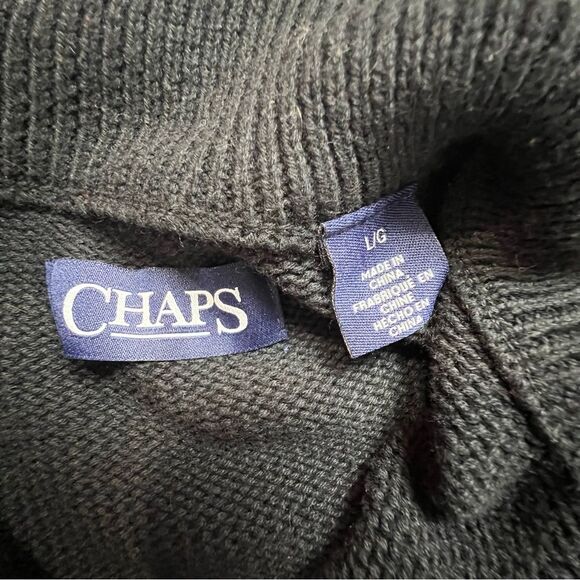Chaps Ralph Lauren Mock Neck Fair Isle Ski Grandpa Cotton Sweater EUC Large - Picture 6 of 9
